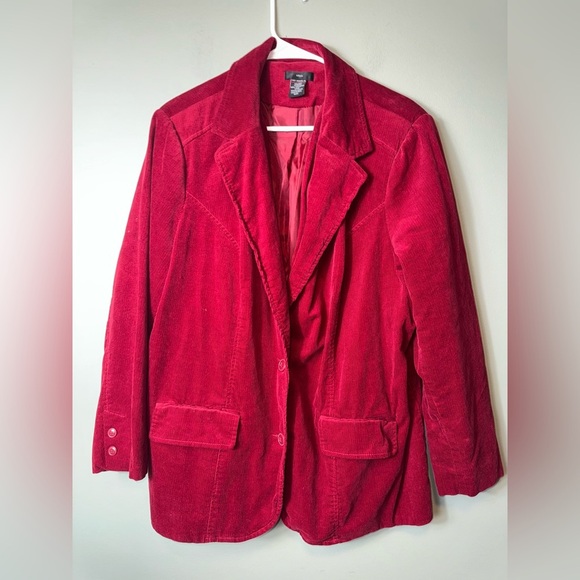 Ellos Women’s Red Corduroy Blazer Two Button‎ Faux Pockets Size 20W Cotton - Picture 1 of 7